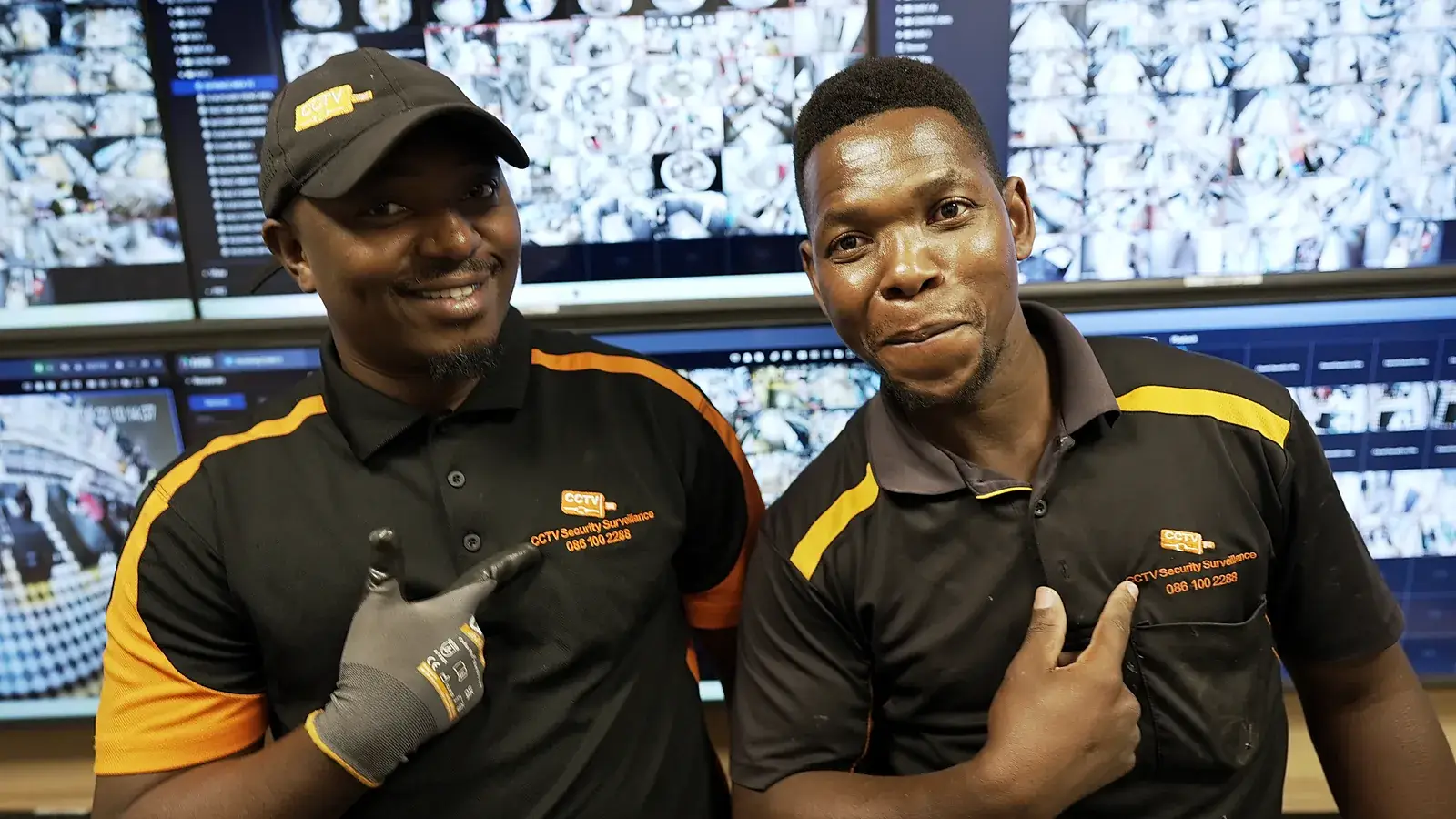 CCTV installation in Mthatha, Eastern Cape: CCTV Security Surveillance technicians at a CCTV monitoring video wall