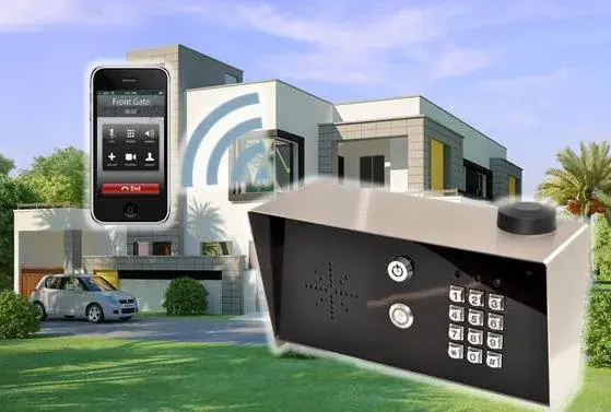 GSM gate intercom with keypad that rings a smartphone
