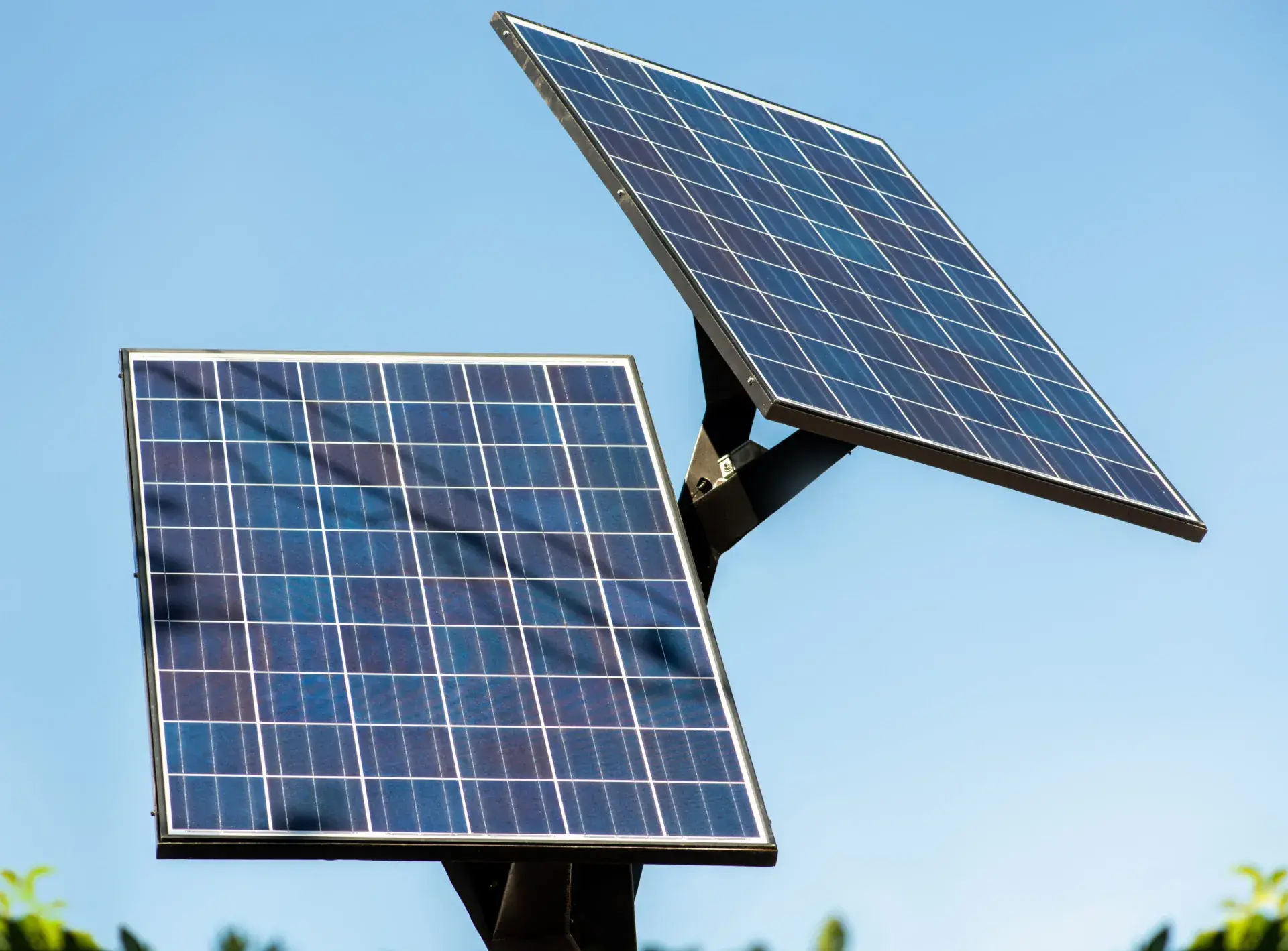 Solar panel on a pole providing backup power for CCTV