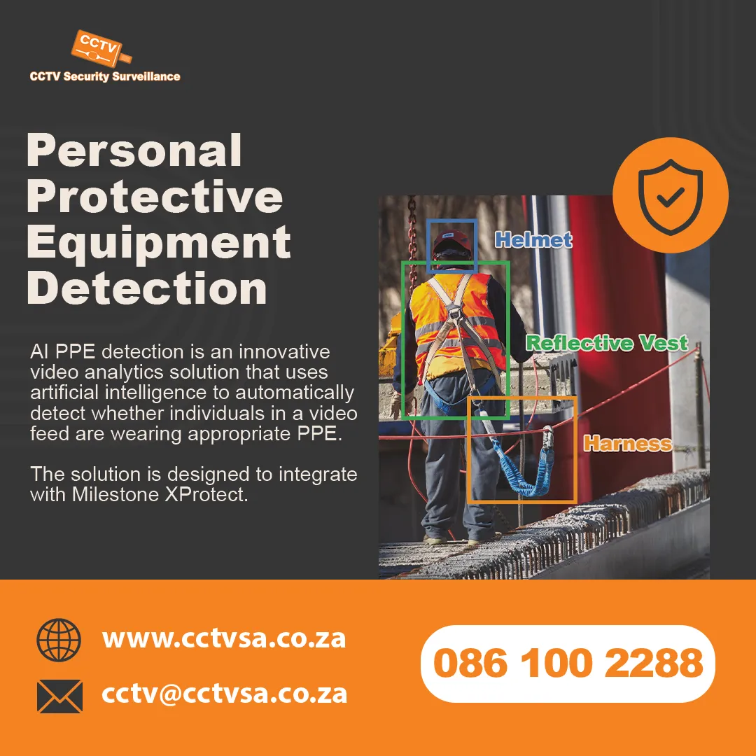 AI personal protective equipment detection for Milestone XProtect, flagging workers without the required PPE