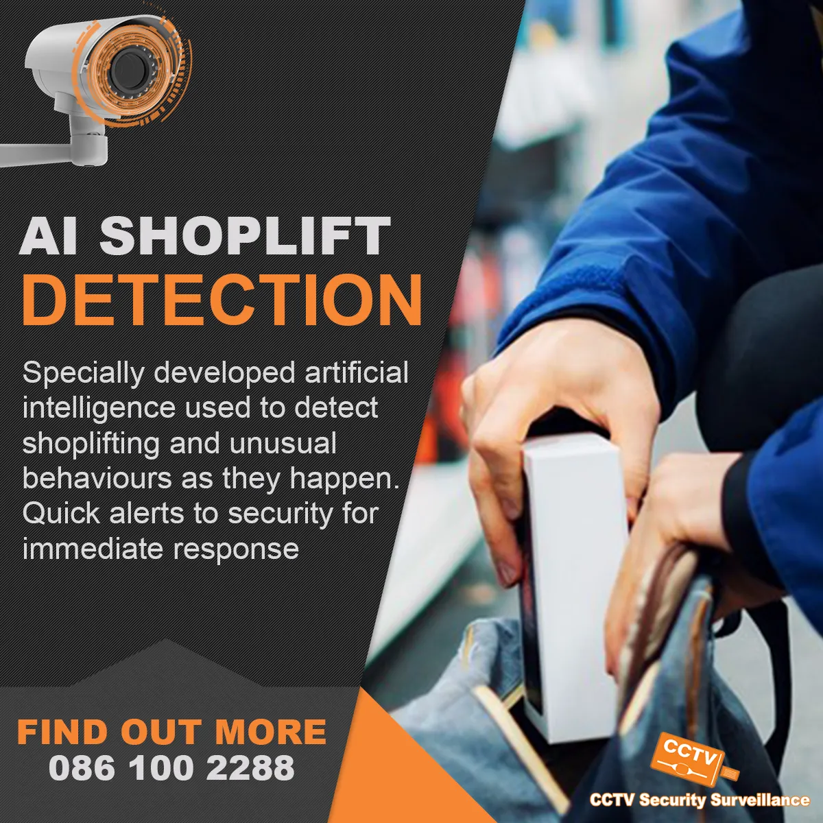 AI shoplift detection: artificial intelligence spots shoplifting and unusual behaviour as it happens and alerts security