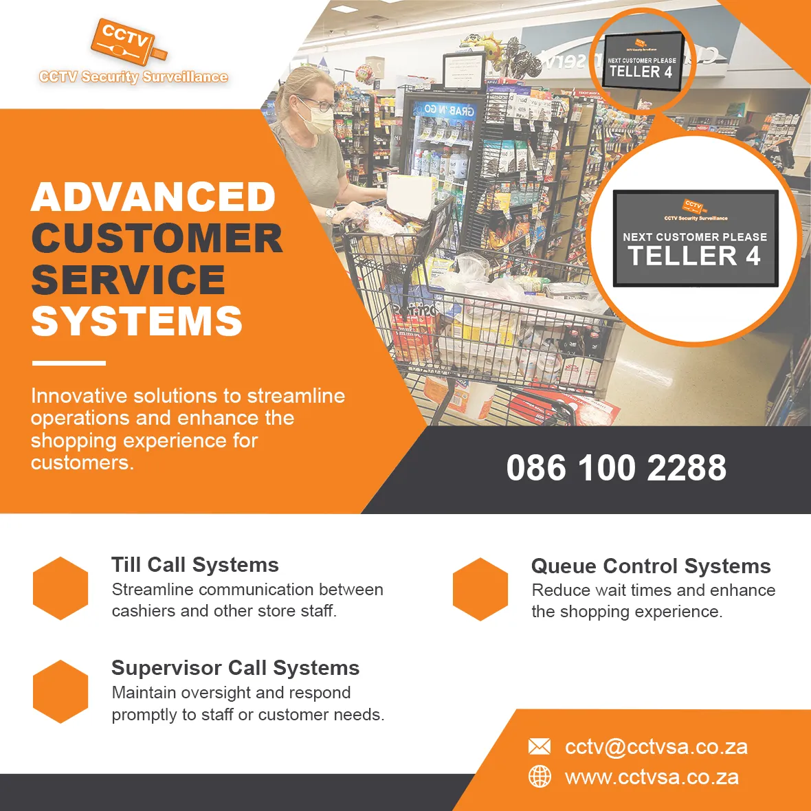 Advanced customer service systems for retail: till call, queue control and supervisor call systems