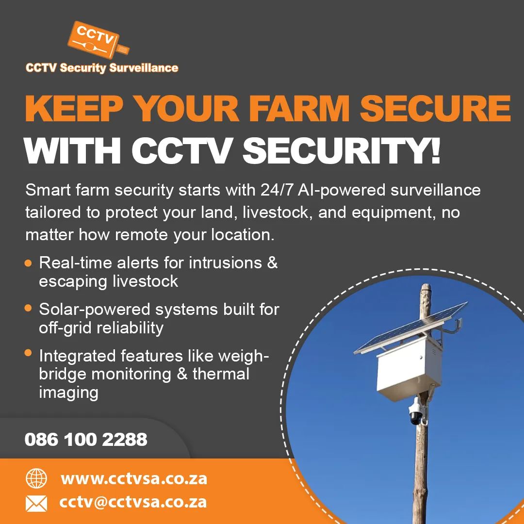 Keep your farm secure with 24/7 AI-powered CCTV, solar-powered systems and thermal imaging