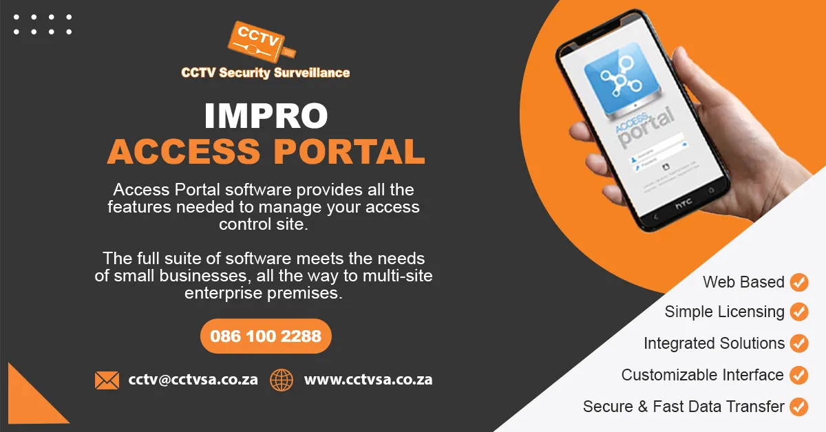 Impro Access Portal access control software on a smartphone: web based, simple licensing and integrated solutions